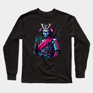 Samurai of the Future - Cyber Warrior Pixel Art Long Sleeve T-Shirt